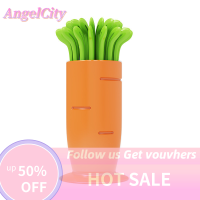 ?AngelCity ส้อมจิ้มผลไม้แครอทสีเขียว30ชิ้น เซ็ตของตกแต่งแซนวิชสำหรับงานเลี้ยง