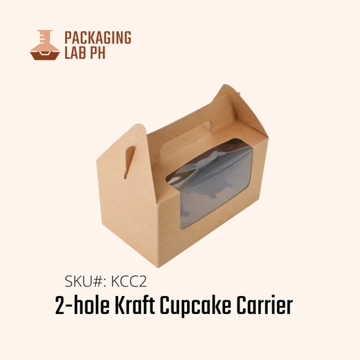 [10 pcs] Kraft Cupcake Box Muffin Box with Handle / Donut Carrier