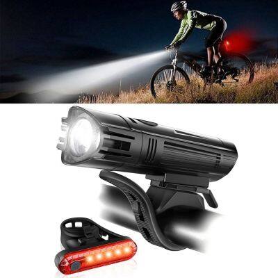 RONGJINGMALL MTB อุปกรณ์จักรยาน USB ชาร์จไฟได้ไฟท้าย LED ไฟหน้ากันน้ำไฟท้ายไฟจักรยานจักรยาน Lampu Belakang ไฟท้าย