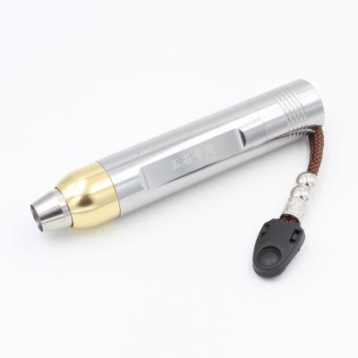 Stainless steel spotlight small diameter head jade identification flashlight white light two gears 18650 for emerald