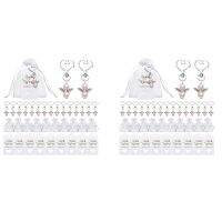 80 Sets Pearl Angel with Heart-Shape Keychain Wedding Favor Set,Include Angel Pearl Keychains,Organza Gift Bags A