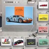 24ชั่วโมง Le Mans Racing Graffiti ภาพวาดผ้าใบ-กีฬาหรูหรารถ911 Turbo โปสเตอร์-Skyline GTR Supercar Wall Art Room Decor