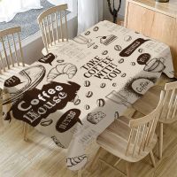 Coffee Pattern Tablecloth Waterproof Dinning Table Cover Wedding Party Rectangular Table Cloth Home Textile Kitchen Decor Nappe