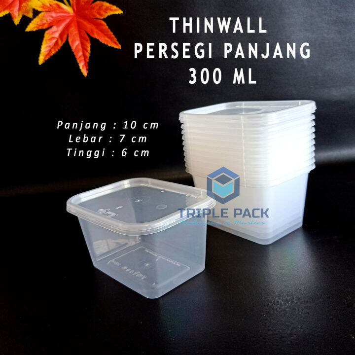 [25 Pcs] Thinwall Persegi Panjang Kecil 300ml Food Container Rectangle