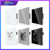 Bingoelec EU Standard USB Socket 18W Type-C Fast Charging Sockets Touch Switch 16A 250V แผงกระจก Outlet-Cgefeng