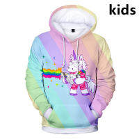 3ถึง14ปีเด็ก Hoodies Rainbow Unicorn 3D พิมพ์ Hoodie Sweatshirt ชายหญิง Harajuku Streetwear แจ็คเก็ตเด็ก Coats