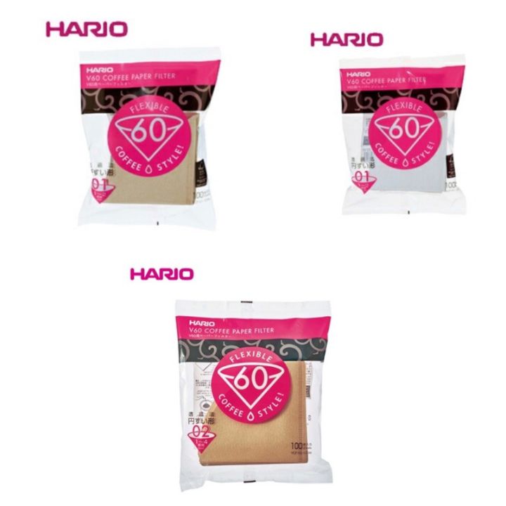 hario-v60-สำหรับกาแฟดริป-100-แผ่น-สีขาว-และสีน้ำตาล-เบอร์-01-และ-02