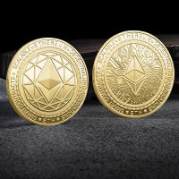เหรียญ Ethereum เหรียญ ETH ทอง เงิน ชุบโลหะทางกายภาพ เหรียญ ETH พร้อมกล่องพลาสติก คอลเลกชันเหรียญ Cryptocurrency ที่ระลึก-iodz29 shop