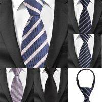 8cm Width Pre-tied Neck Tie Mens Classic Zipper Ties For Men Jacquard Bridegroom Party Necktie Cravate Black Grey Suit Neckties