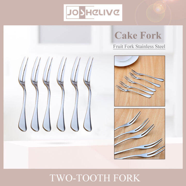 HomeMall 10pcs Fruit fork stainless steel 1010 twotoothed fork cake