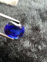 ไพลิน สีน้ำเงินของเทียม. รูปไข่. LAB CREATED BLUE SAPPHIRE BRILLIANT COLOR CORUNDUM  OVAL 6x4 MM 1 PCS