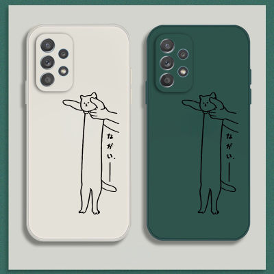 เคส Samsung A52 5G Case เคสซิลิโคนเหลวแมวขี้เกียจการ์ตูนน่ารัก Flocking ฝาครอบโทรศัพท์ป้องกัน