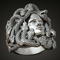 Medusa Gorgon Head Ring For Women Artistic Relief Gifts 925 SOLID STERLING SILVER Ring High Trendy