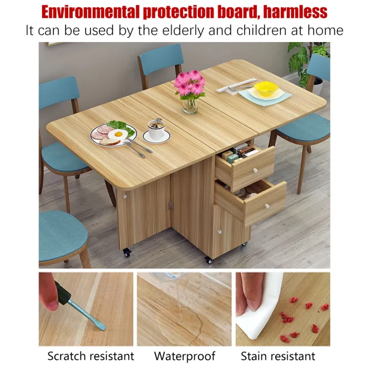 Folding Dining Table With And Drawers 48 People Movable Wooden