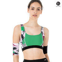 TA ACTIVE SAFARI SEXY BACK SPORT BRA เสื้อครอปเข้ารูป คอยู ผสมผสานระหว่างผ้าสีเขียว(Deep green)  และลายพิมพ์ซาฟารี