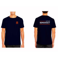 เสื้อผ้าฝ้าย เสื้อยืดพิมพ์ลาย SAVE OUR DEMOCRACY สีกรม สนับสนุนพรรคก้าวไกล(S-5XLl)