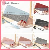 LUCKY HAIRACC เครื่องหนังแท้ กระเป๋าใส่โทรศัพท์มือถือ ซิปมีซิป ช่องเก็บของภายใน ที่ใส่บัตร แฟชั่นสำหรับผู้หญิง สีตัดกัน กระเป๋าใส่เหรียญ สำหรับผู้หญิง