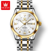 OLEVS 5513 Waterproof Men Wristwatch Stainless Steel Band Quartz Business Watch For Men Luminous Calendar Week Display