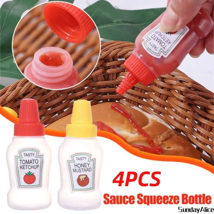Sunday Alice 4pcs/set Plastic Mini Condiment Squeeze Bottles Portable Salad  Dressing Container Sauce Seasoning Squeeze Bottle