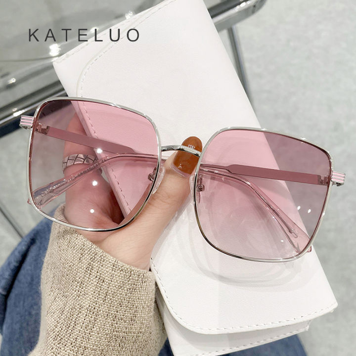 พร้อมกล่อง-kateluo-ls309แว่นกันแดดโพลาไรซ์ของผู้หญิงแฟชั่นกรอบโลหะขนาดใหญ่กรอบแว่นตาป่า