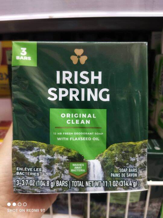 IRISH SPRING, original clean, 3 bars soap, 12 hr fresh deodorant soap w