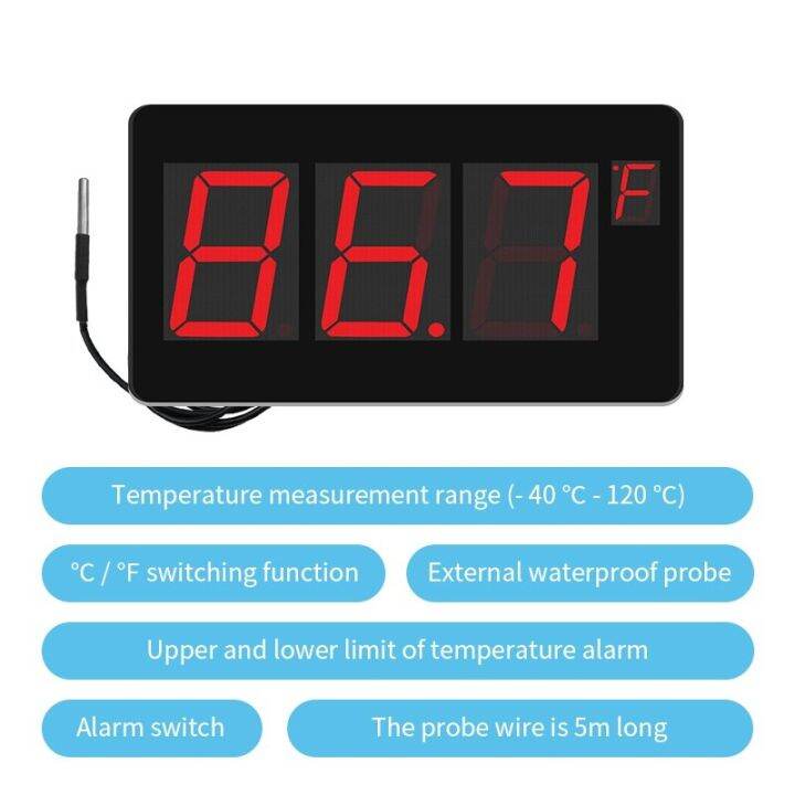 Digital Wall Thermometer Outdoor With Temperature Sensor C/F Switch For Sauna And Swimming Pool