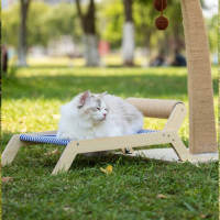 เก้าอี้ชายหาด Cat Summer All Seasons เตียงแมวสูงพร้อม Sisal Scratcher สำหรับกลางแจ้งในร่ม