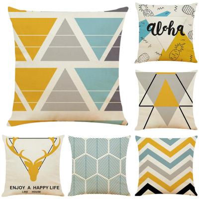 NEW Geometric Deer Cushion Yellow Geometry Decorative Pillows Linen Pillowcase Creative Home Decoration for Sofa Countryside