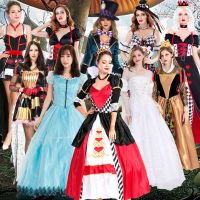 Alice in Wonderland ชุดเจ้าหญิง Halloween White Queen cos Mad Hatter Queen of Hearts เครื่องแต่งกายเครื่องแต่งกาย