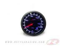 เกจวัด OIL PRESSURE หน้ามืดแสงขาว/ฟ้า ขนาด 60 มม.+หมวก+ขาตั้ง งาน RACE TECH