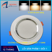 Đèn Led âm trần viền bạc 9w 3 màu 3 chế độ ánh sáng trắng -vàng nắng