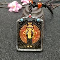 Black gold Thangka eight patrons pendant twelve zodiac life Buddha Pendant yellow God of wealth Tangka Kawu box EG6B