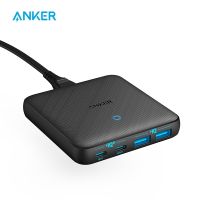 เครื่องชาร์จ Anker GaN 63W 4พอร์ต3.0 PowerPort Atom III พร้อม USB คู่ติดผนังแบบบางสำหรับ Iphone 11 Xiaomi