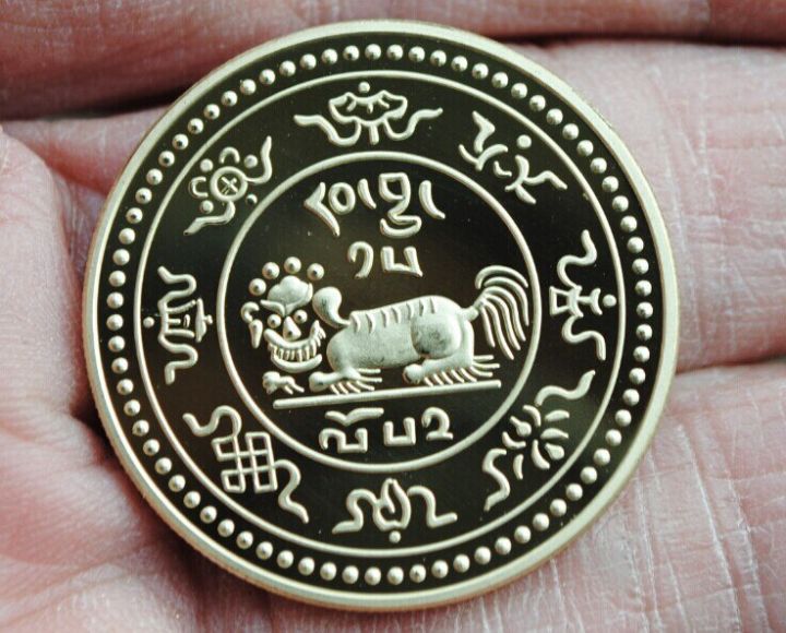 เหรียญรางวัลของที่ระลึกชุบทองพุทธศาสนาแบบธิเบตขนาด30มม. สินค้าใหม่