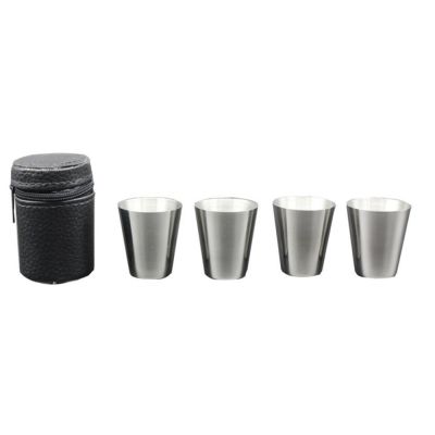 hot【DT】✘◆✜  4Pcs/set Polished 30ML Shot Glass Cup Wine Drinking Glasses With Leather Cover Bar