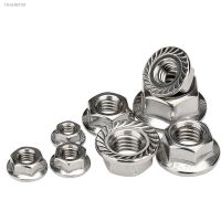 ☍♈ 2/5/10/25pcs M3 M4 M5 M6 M8 M10 M12 High Quality Stainless Steel Hexagon Hex Head Serrated Spinlock Flange Nut Lock DIN6923