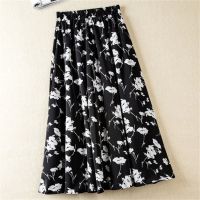 【CC】☍  Floral Skirt 2022 New Type Elastic Waist A-line and Large Female