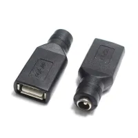 แจ็คปลั๊กไฟ EESPORT USB 2.0 5.5X2.1มม. แปลงเป็นข้อต่ออแดปเตอร์แล็ปท็อปตัวผู้/ตัวเมีย USB