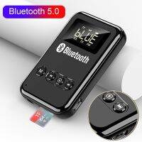 Bluetooth 5.0 ตัวรับสัญญาณ Transimtter Stereo Music FM Transmitter สําหรับหูฟังลําโพงอะแดปเตอร์ AUX ไร้สายรองรับการ์ด TF