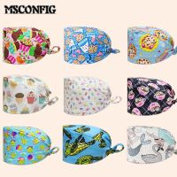 Cute Printing Breathable Ladies nursing Cap Dentist Surgical Adjustable Beauty Salon Laboratory Pet Shop Cotton Scrub