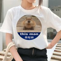 เสื้อยืดผ้าฝ้ายตลกสัตว์ Capybara T เสื้อผู้ชาย Hip Hop ฤดูร้อนเสื้อยืด Unisex แฟชั่น Harajuku กราฟิก Tees Tshirt ชาย