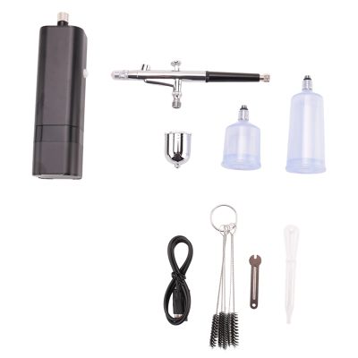 1Set 32 PSI Handheld Air Brush Set Dual Action Airbrush for Nail Art,Painting,Decor Black