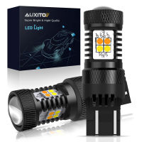 AUXITO 2ชิ้น7443 1157 W21 T20 3157/5W W21W Led Canbus หลอดไฟสลับกลับไฟเลี้ยวไฟสัญญาณคู่สีขาวและสีเหลืองอำพัน