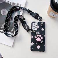 เคสมือถือเคสที่วางโทรศัพท์แบบมีสายคล้องรูปการ์ตูนมีสายคล้องสำหรับ iPhone 14 11 12 13 Pro Mini 8 7 6S Plus 10 X Xr Xs Max 5 SE 2020 Crossbody