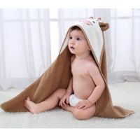 Baby Kids Hooded Bath Towel Cape Cartoon Cow Shaped Bathrobe Wrap Cloak Poncho 87HD