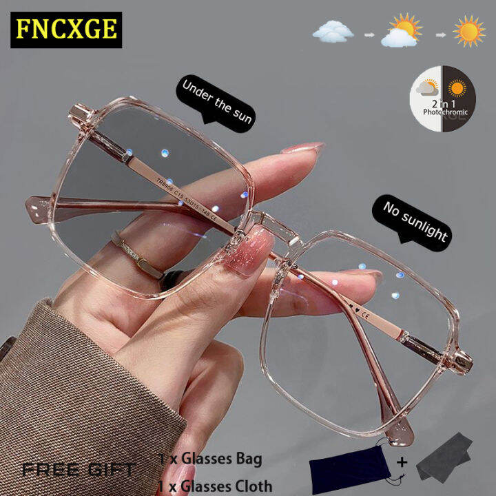 Fncxge Photochromic Anti Radiation Eye Graded Glasses Women Men Anti Blue Light Myopia Uv400 3272