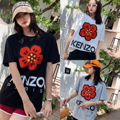 KENZOˉ Flower Print Short-Sleeved Couple T-Shirts For Men And Women Of The Same Style Are Casual Western-Style Pure Cotton All-Match Half-Sleeved Trendy Brand