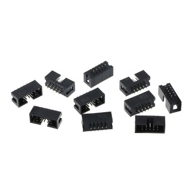 10 Pcs DC3 10 Pin 2X5 Pin Double Row 2.54Mm Pitch Straight Pin Male IDC Box For