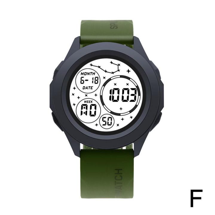 นาฬิกาเรืองแสงอเนกประสงค์สำหรับวัยรุ่นนาฬิกาลำลองกลมนาฬิกากีฬาอิเล็กทรอนิกส์กลางแจ้ง-f9s5