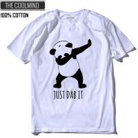 Coolmind Da0111Mens Summer Loose T-shirt Panda Print Short Sleeve Casual Shirt Just Dab It Round Neck Cotton